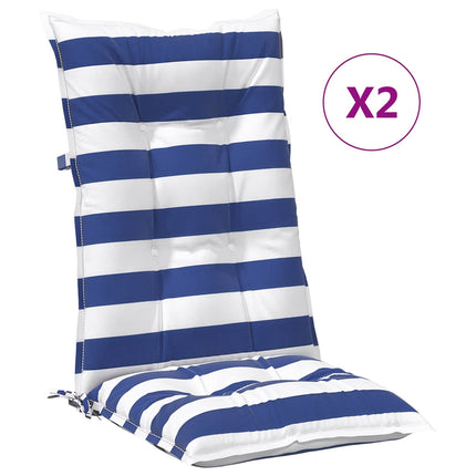 Utomhuskudde 2 pcs Blå och Vit 120 x 50 x 7 cm Tyg