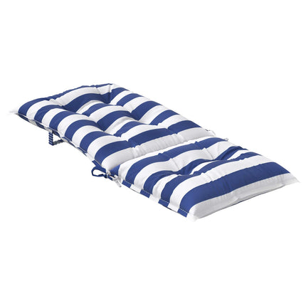 Utomhuskudde 4 pcs Blå och Vit 120 x 50 x 7 cm Tyg