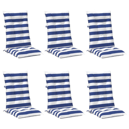 Utomhuskudde 6 pcs Blå och Vit 120 x 50 x 7 cm Tyg