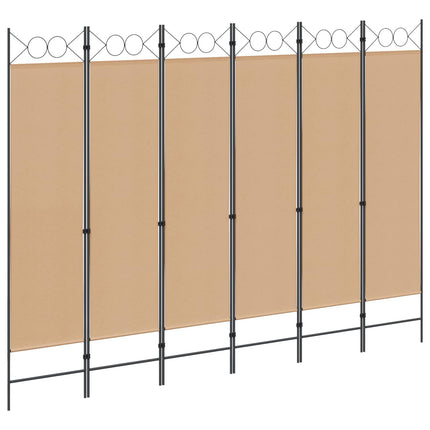 6-panelers rumsavdelare Beige 240 x 180 cm Tyg