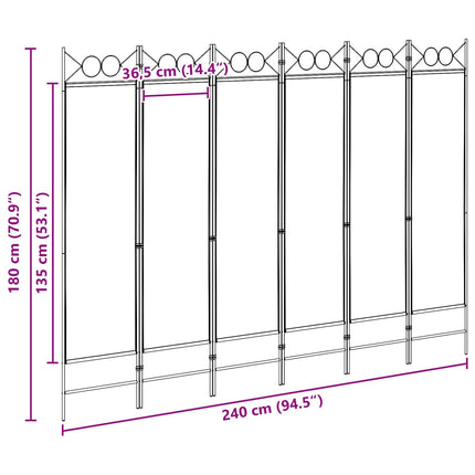6-panelers rumsavdelare Beige 240 x 180 cm Tyg