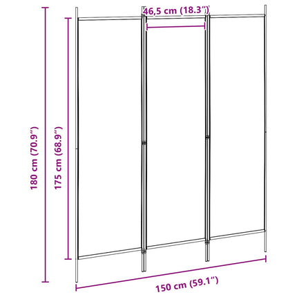 3-panelers rumskärm Beige 150 x 180 cm Tyg
