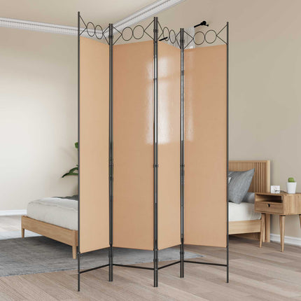 4-panelig rumsavskiljare Beige 160 x 200 cm Tyg