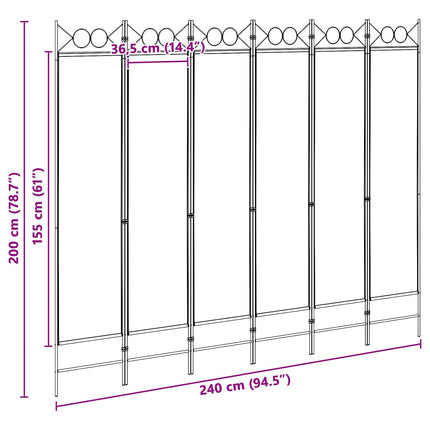 6-panelers rumsavdelare Beige 240 x 200 cm Tyg