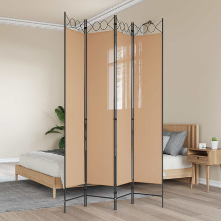 4-panelig rumsavskiljare Beige 160 x 220 cm Tyg