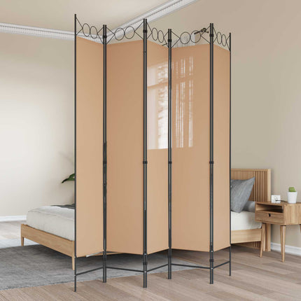 5-panel rumsavskiljare Beige 200 x 220 cm Tyg