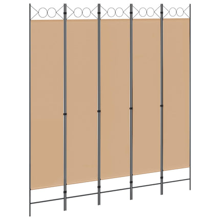 5-panel rumsavskiljare Beige 200 x 220 cm Tyg