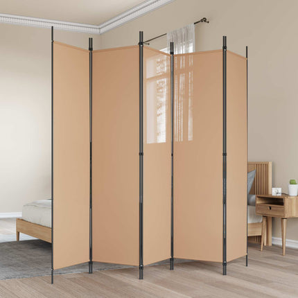 5-panel rumsavskiljare Beige 250 x 200 cm Tyg