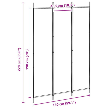 3-panelers rumsavdelare Beige 150 x 220 cm Tyg