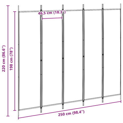 5-panel rumsavskiljare Beige 250 x 220 cm Tyg