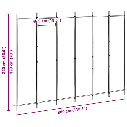 6-panelers rumsavdelare Beige 300 x 220 cm Tyg