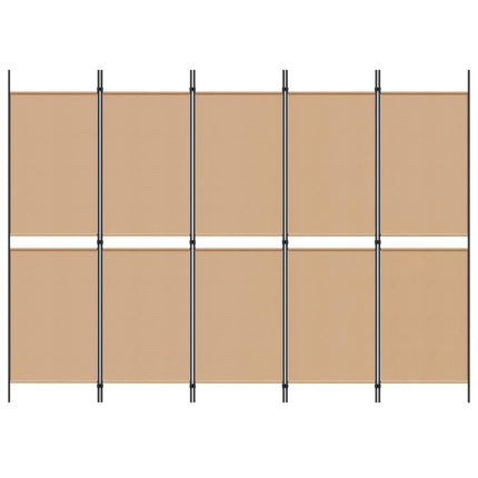 5-panel rumsavskiljare Beige 250 x 180 cm Tyg