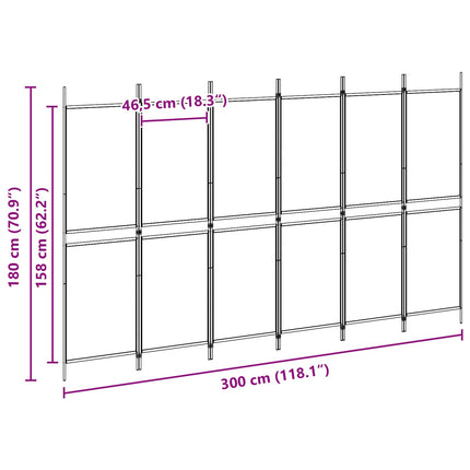 6-panelers rumsavdelare Beige 300 x 180 cm Tyg