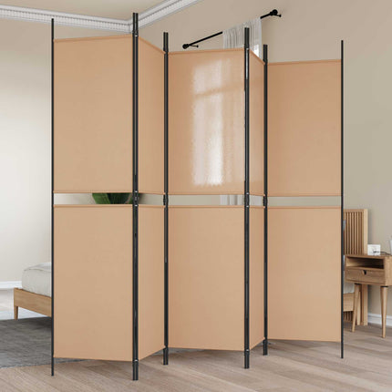 5-panel rumskärm Beige 250 x 200 cm Tyg