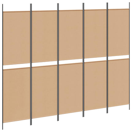 5-panel rumskärm Beige 250 x 200 cm Tyg