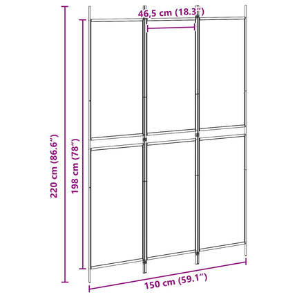 3-panelers rumsavdelare Beige 150 x 220 cm Tyg