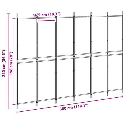 6-panelers rumsavdelare Beige 300 x 220 cm Tyg