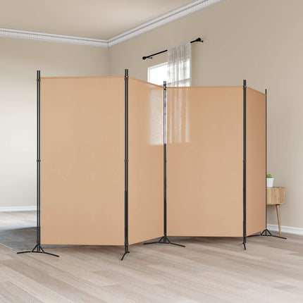4-panelig rumsavskiljare Beige 346 x 180 cm Tyg