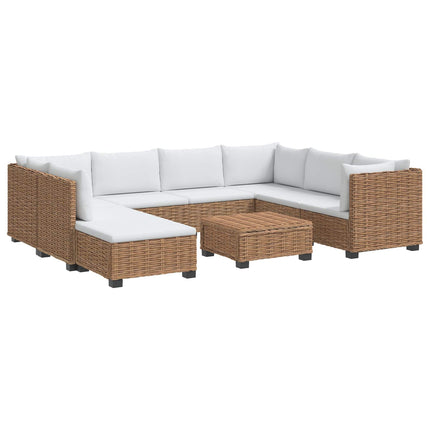 9 st Rattan Lounge Set med Kuddar GENDT Naturlig Rottning