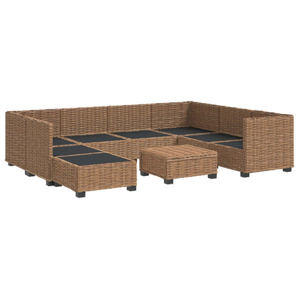 9 st Rattan Lounge Set med Kuddar GENDT Naturlig Rottning