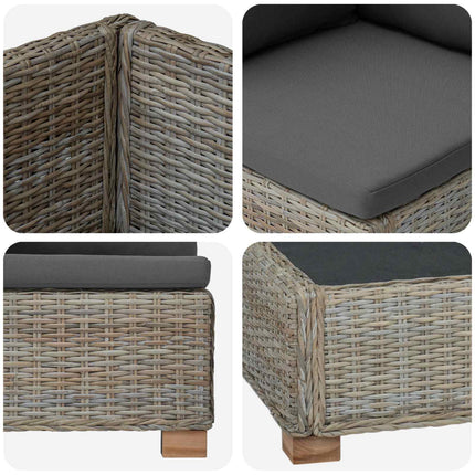 9 st Rattan Lounge Set med Kuddar GENDT Naturlig Rottning
