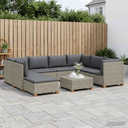 9 st Rattan Lounge Set med Kuddar GENDT Naturlig Rottning