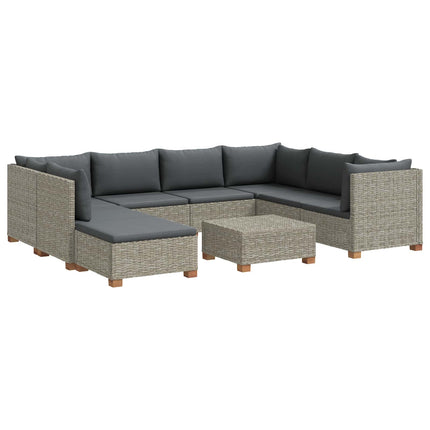 9 st Rattan Lounge Set med Kuddar GENDT Naturlig Rottning