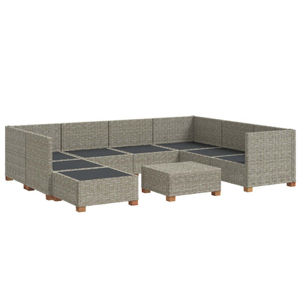 9 st Rattan Lounge Set med Kuddar GENDT Naturlig Rottning