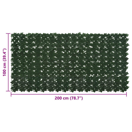 Balkongskärm med löv Mörkgrön 200 x 100 cm Polyeten och tyg