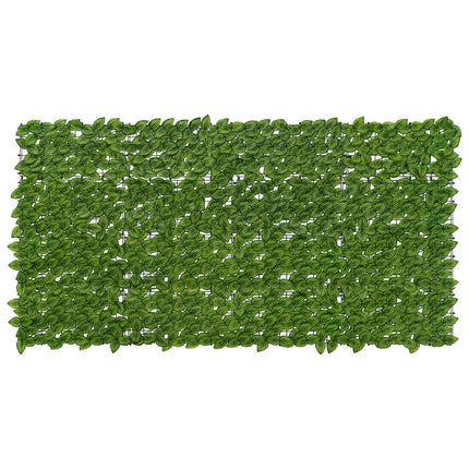 Balkongskärm med löv Grön och Gul 200 x 100 cm Polyeten och tyg