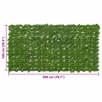 Balkongskärm med löv Grön och Gul 200 x 100 cm Polyeten och tyg