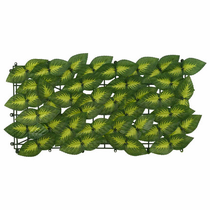 Balkongskärm med löv Grön och Gul 200 x 100 cm Polyeten och tyg