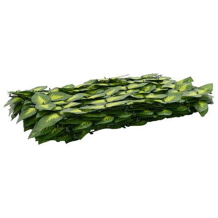 Balkongskärm med löv Grön och Gul 500 x 100 cm Polyeten och tyg