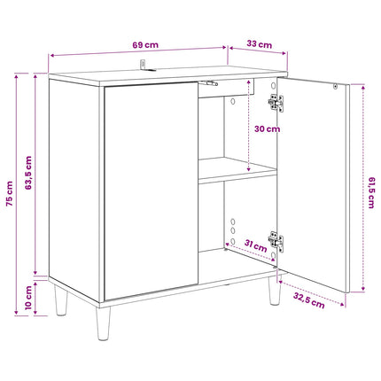 Sideboard ZAANDAM Sonoma-ek 69 x 33 x 75 cm Konstruerat trä