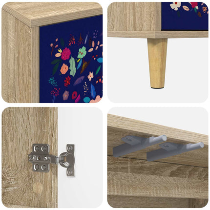 Sideboard MAINZ Sonoma-ek 69 x 33 x 75 cm Konstruerat trä