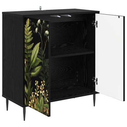 Sideboard RHENEN Svart ek 69 x 33 x 76 cm Konstruerat trä
