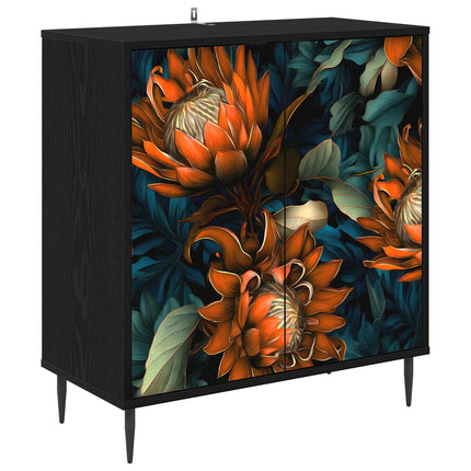Sideboard LOCHEM Svart ek 69 x 33 x 76 cm Konstruerat trä
