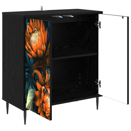 Sideboard LOCHEM Svart ek 69 x 33 x 76 cm Konstruerat trä