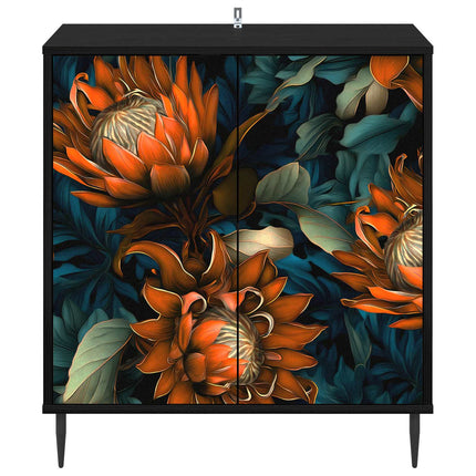 Sideboard LOCHEM Svart ek 69 x 33 x 76 cm Konstruerat trä