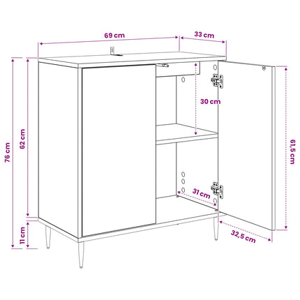 Sideboard LOCHEM Svart ek 69 x 33 x 76 cm Konstruerat trä