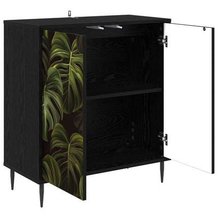 Sideboard ELBURG Svart ek 69 x 33 x 76 cm Konstruerat trä