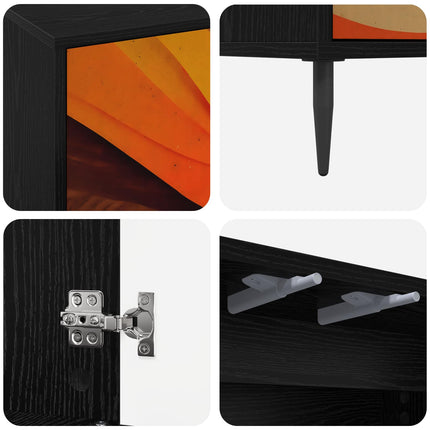 Sideboard BONN Svart ek 69 x 33 x 76 cm Konstruerat trä