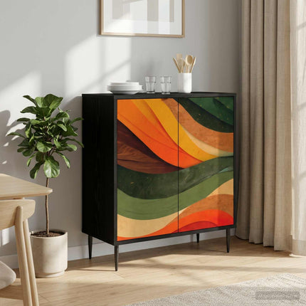 Sideboard BONN Svart ek 69 x 33 x 76 cm Konstruerat trä
