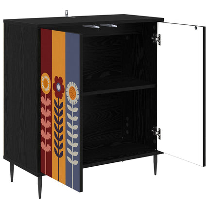 Sideboard ESSEN Svart ek 69 x 33 x 76 cm Konstruerat trä