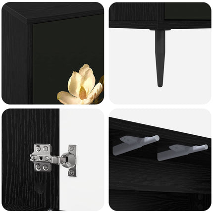 Sideboard BREMEN Svart ek 69 x 33 x 76 cm Konstruerat trä