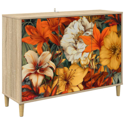 Sideboard GENNEP Sonoma-ek 102 x 33 x 75 cm Konstruerat trä