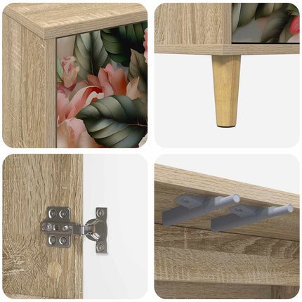 Sideboard BORNE Sonoma-ek 102 x 33 x 75 cm Konstruerat trä