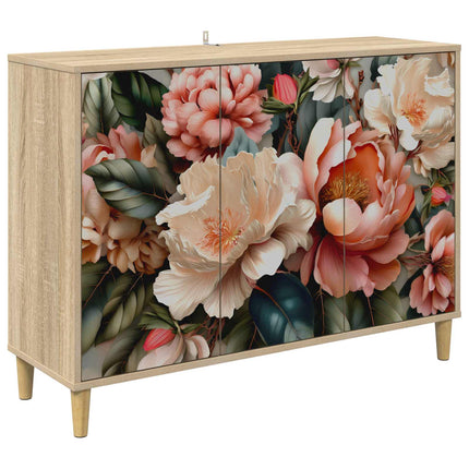 Sideboard BORNE Sonoma-ek 102 x 33 x 75 cm Konstruerat trä