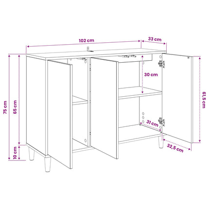 Sideboard BONN Sonoma-ek 102 x 33 x 75 cm Konstruerat trä