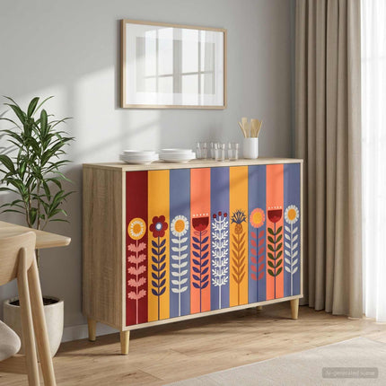 Sideboard ESSEN Sonoma-ek 102 x 33 x 75 cm Konstruerat trä